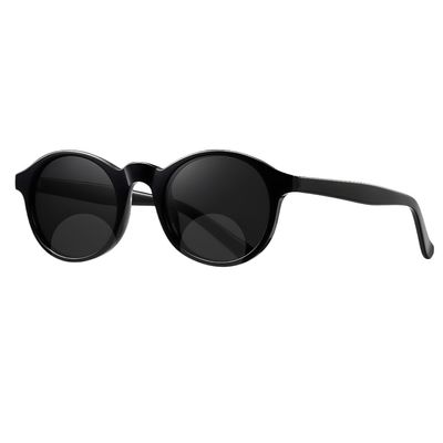 ICARA Vintage Round Bifocal Reading Sunglasses for Women Men Trendy Shades Retro Circle Sun Glasses (Black, 2.5, x)