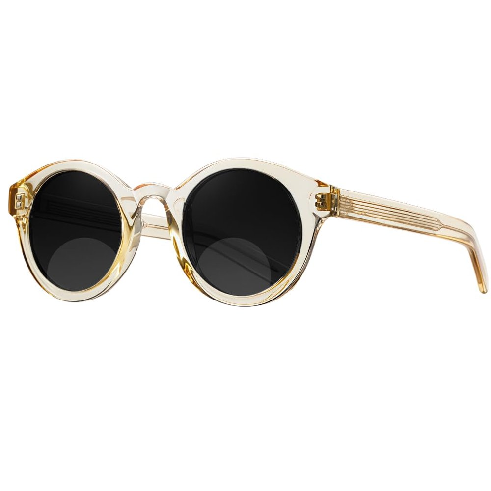 ICARA Vintage Round Bifocal Reading Sunglasses for Women Men Trendy Shades Retro Circle Sun Glasses (Cream, 1.25, x)