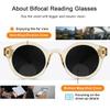 ICARA Vintage Round Bifocal Reading Sunglasses for Women Men Trendy Shades Retro Circle Sun Glasses (Cream, 1.25, x) view 2