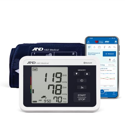 A&D Medical Voice-Guided Blood Pressure Monitor for Home Use with Bluetooth, UA-1040TBLE - Wide Range Cuff (8.6-16.5" / 22-42cm) Ideal for Visually Impaired - 3 Language Selections, Accessible