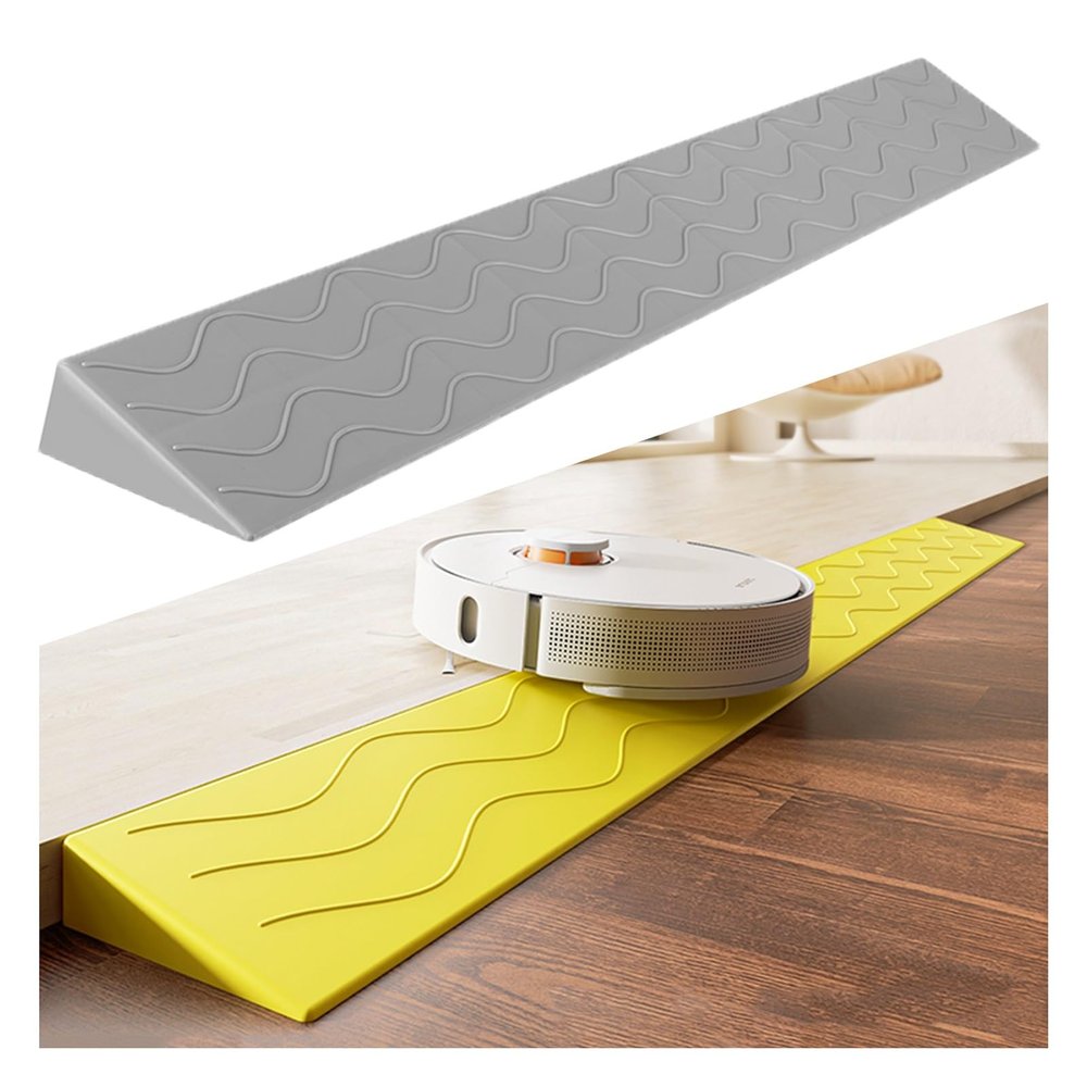 Home Threshold Ramp Mat 1-10 Centimetre High Indoor Step Mats Kerbstone Ramp Portable Climbing Mats Non-slip Textured Design Suitable for Trolleys Toy Cars Office Doorways Easy to Install(Gray,H8CM)