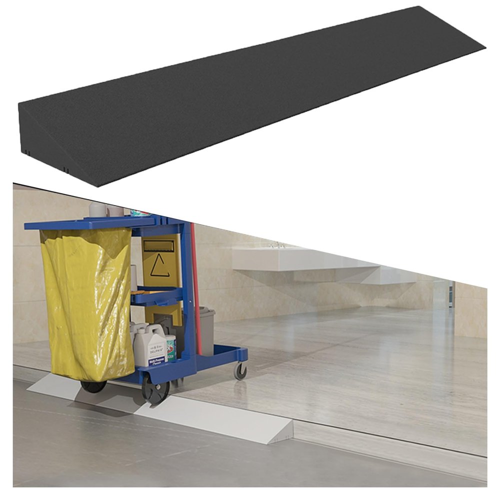 1-11 Centimetre High Plastic Ramp Pad Portable Ramp Indoor and Outdoor Threshold Climbing Mat Length Can Be Freely Spliced Frosted Non-slip Texture Suitable for Garage Kerbstone Step Pads(Black,H2.5CM
