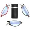 Yiwaeye 3 Pack Foldable Reading Glasses Blue Light UV Blocking, Compact Thin Half Frame Readers with Portable Cases for Men Women Black/Gunmetal/Red +2.5 view 1