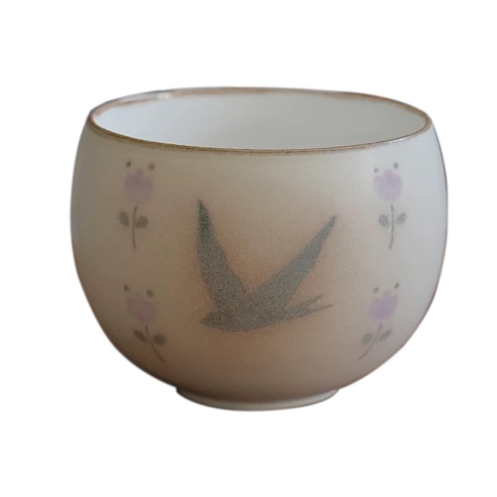 Ceramic Coffee Cups, Egg cup, Chinese Traditional Handmade Porcelain, High-temperature Underglaze, Tea Cups, Gift for Friends, Girlfriend, Colleagues, Supervisor, Family.(double swallow)