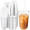 Ziliny 50 Sets Clear Plastic Cups with Lids and Straws, Disposable Iced Coffee Cups Drinking PET for Cold Drinks, Juice, Smoothie, Coffee Shops, Party, Christmas (18 oz,Clear) view 1