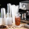 Ziliny 50 Sets Clear Plastic Cups with Lids and Straws, Disposable Iced Coffee Cups Drinking PET for Cold Drinks, Juice, Smoothie, Coffee Shops, Party, Christmas (18 oz,Clear) view 2