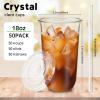 Ziliny 50 Sets Clear Plastic Cups with Lids and Straws, Disposable Iced Coffee Cups Drinking PET for Cold Drinks, Juice, Smoothie, Coffee Shops, Party, Christmas (18 oz,Clear) view 3
