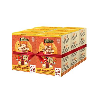 Bean Bites | Salsa Mexicano Lentil Crisp 3.53 oz (100 g) PACK of 6 | Mini Poppadom Snack | Round Crunchy Crisps | Earthy, Salsa Taste | Heat in Oven (60 secs), Plant Based Protein by Pride of India