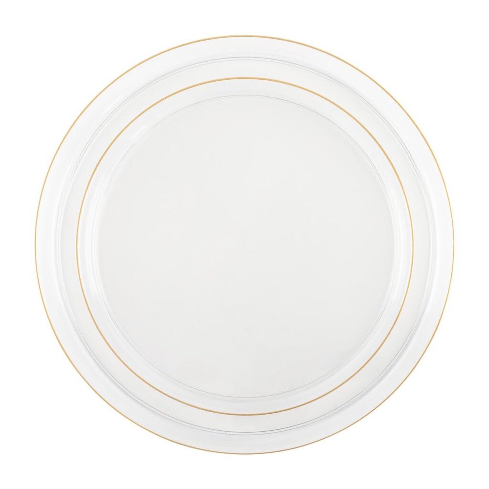 EcoQuality 8 inch Salad Plates and 10 inch Dinner Plates with Gold Rim Disposable, Elegant, Disposable, Versatile Plates for Everyday Use, and Special Occasions Stylish Tableware (20)