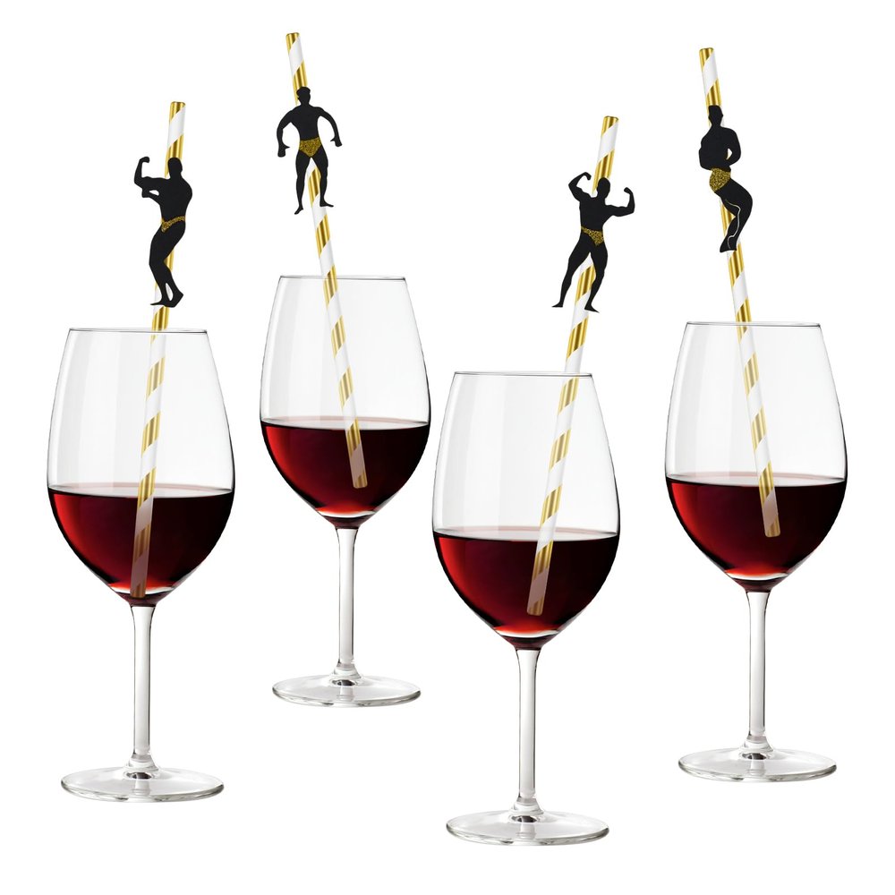 36 Pcs Bachelorette Straws, Funny Male Dancer Drinking Straws for Bachelorette Party, Bridal Shower Party, Party Favors Decorations Supplies (Gold)