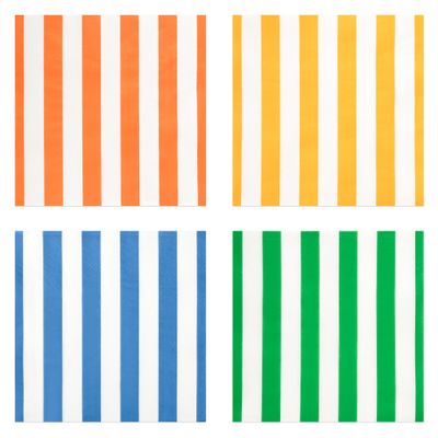 100 Pcs Summer Striped Paper Napkins Bright Cabana Stripe Disposable Napkins 6.5 Inch Colorful Stripes Beverage Napkin for Pool Beach Summer Wedding Birthday Baby Shower Party Supplies