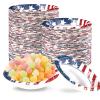 100Pcs 4th of July Paper Bowls 12Oz Disposable American Flag Patriotic Dessert Bowls Red Blue White Star and Stripe Decorative Soup Bowl for 250th Anniversary Independence Memorial Day Party Supplies view 1