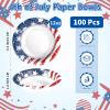 100Pcs 4th of July Paper Bowls 12Oz Disposable American Flag Patriotic Dessert Bowls Red Blue White Star and Stripe Decorative Soup Bowl for 250th Anniversary Independence Memorial Day Party Supplies view 2