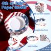 100Pcs 4th of July Paper Bowls 12Oz Disposable American Flag Patriotic Dessert Bowls Red Blue White Star and Stripe Decorative Soup Bowl for 250th Anniversary Independence Memorial Day Party Supplies view 3