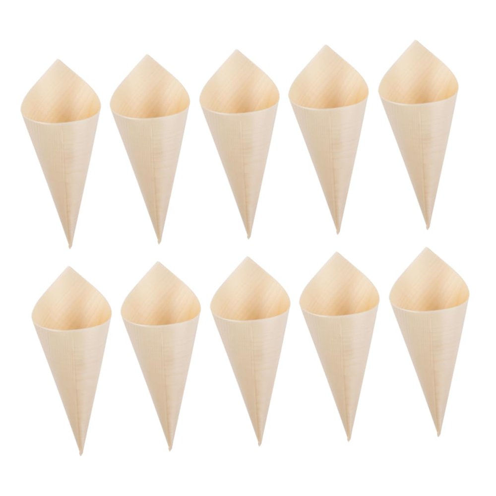 HAPINARY 150pcs Delicate Dessert Ice Cones Multi-purpose Food Containers Compact Wooden Ice Cream Cups