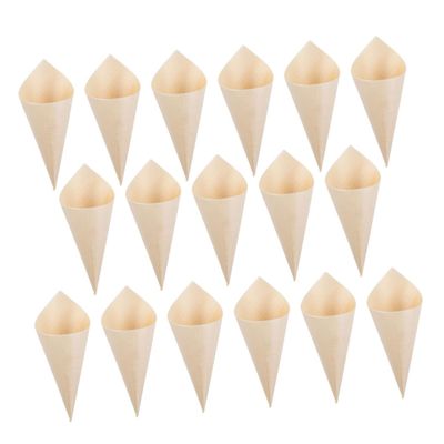 Anneome 150pcs Delicate Wooden Food Cones Disposable Dessert Cups Mini Ice Cream Cups for Wedding Party Outdoor Picnic