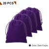HARFINGTON 20pcs Velvet Gift Bags 3.9" x 4.7" Drawstring Jewelry Pouches Reusable Gift Packaging Storage Bags with Drawstring for Jewelry Bracelet Headphone Bead Gift Candy, Dark Purple view 3
