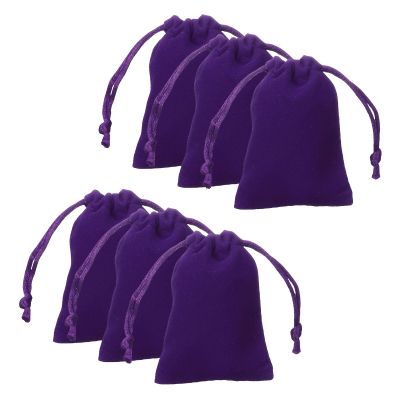 HARFINGTON 20pcs Velvet Gift Bags 2" x 2.8" Drawstring Jewelry Pouches Reusable Gift Packaging Storage Bags with Drawstring for Jewelry Bracelet Headphone Bead Gift Candy, Dark Purple
