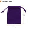 HARFINGTON 20pcs Velvet Gift Bags 2" x 2.8" Drawstring Jewelry Pouches Reusable Gift Packaging Storage Bags with Drawstring for Jewelry Bracelet Headphone Bead Gift Candy, Dark Purple view 2