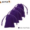 HARFINGTON 20pcs Velvet Gift Bags 2" x 2.8" Drawstring Jewelry Pouches Reusable Gift Packaging Storage Bags with Drawstring for Jewelry Bracelet Headphone Bead Gift Candy, Dark Purple view 3
