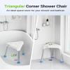 Space-Saving Triangular Shower Chair for Inside Shower, FSA/HSA Eligible 400 lbs Adjustable Shower Stool for Elderly and Disabled, Non-Slip Bathtub Chair with Stable-Bracing, Tool-Free Assembly, White view 2