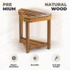 BLUEWEST 16.4" Corner Shower Stool with Storage Shelf, Acacia Wood Shower Foot Rest for Shaving Legs, Small Water-Resistant Bathroom Bench for Inside Shower, Wooden Bath Seat for Small Shower Spaces view 2