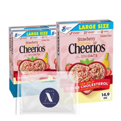 Cheerios Flavored 4-Pack of Strawberry Banana Cereal, Gluten Free Heart Healthy with Whole Grain Oats Large Size 14 oz Box + 1 Utility Freebie by Lavinia