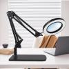 10x Magnifying Glass with Light, 3 Color Modes Dimmable LED Magnifying Desk Lamp with Large Stand and Clamp Long Swivel Arm Lighted Magnifier Hands Free for Crafts, Workbench, Hobby, Sewing,Repair view 1