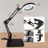 10x Magnifying Glass with Light, 3 Color Modes Dimmable LED Magnifying Desk Lamp with Large Stand and Clamp Long Swivel Arm Lighted Magnifier Hands Free for Crafts, Workbench, Hobby, Sewing,Repair view 3