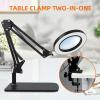 10x Magnifying Glass with Light, 3 Color Modes Dimmable LED Magnifying Desk Lamp with Large Stand and Clamp Long Swivel Arm Lighted Magnifier Hands Free for Crafts, Workbench, Hobby, Sewing,Repair view 4