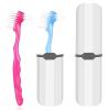 2-Piece Denture Cleaning Brush Set - Multi-Layered Bristles False Toothbrush with Ergonomic Handle and White Carrying Case for Fake Teeth Cleaning, Travel-Sized Oral Care Tool (Blue&Red, One Size) view 1