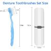 2-Piece Denture Cleaning Brush Set - Multi-Layered Bristles False Toothbrush with Ergonomic Handle and White Carrying Case for Fake Teeth Cleaning, Travel-Sized Oral Care Tool (Blue&Red, One Size) view 2