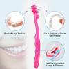 2-Piece Denture Cleaning Brush Set - Multi-Layered Bristles False Toothbrush with Ergonomic Handle and White Carrying Case for Fake Teeth Cleaning, Travel-Sized Oral Care Tool (Blue&Red, One Size) view 3