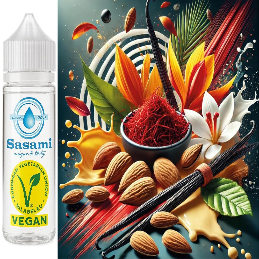 Royal Almond-Saffron Cream - Saffron, Almond & Vanilla Flavor Concentrate - Vegan - Sasami - 100ml
