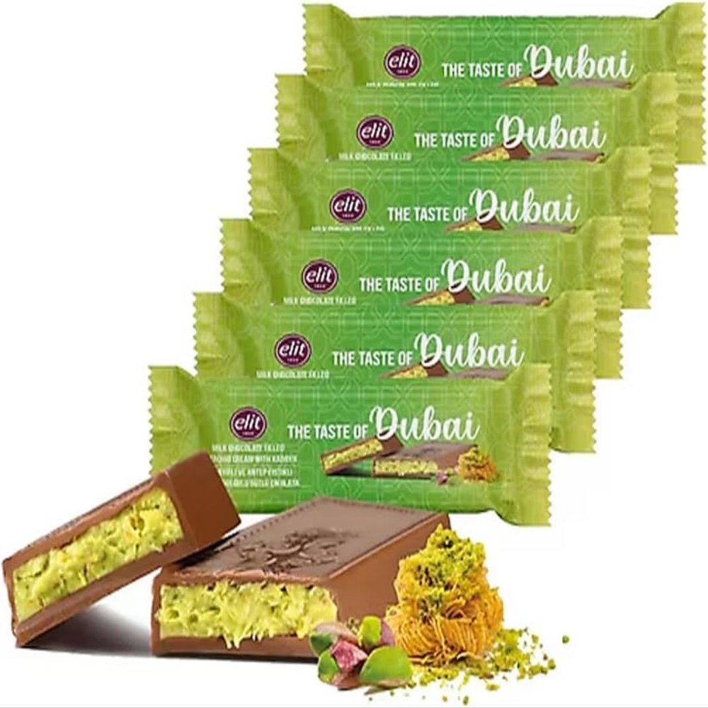 6 PACKS X Elit Premium Dubai Chocolate Bar Pistachio Kataifi Viral Dubai Chocolate Milk Chocolate Filled Pistachio Cream with Kadayif 30 Gram