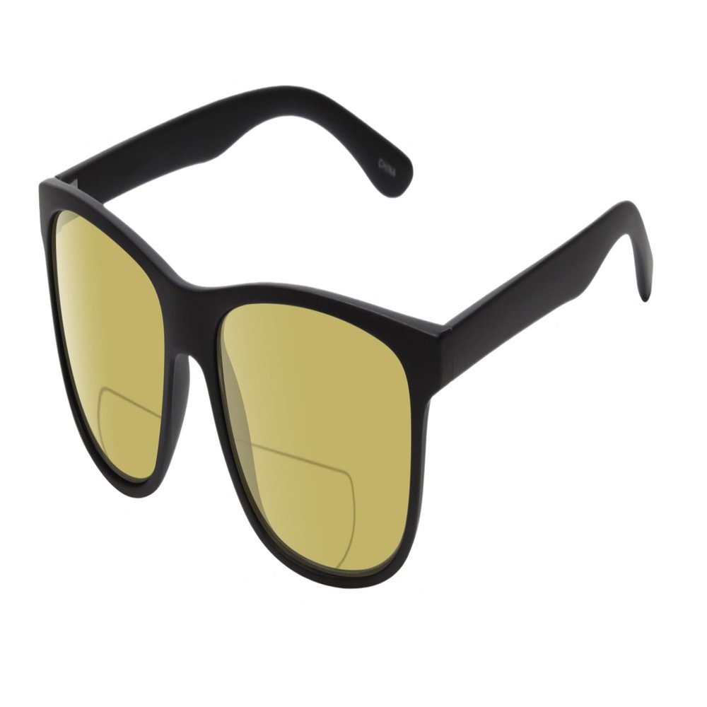 Calabria Noah Polarized BiFocal Reading Sunglasses +1.25 Matte Black/Yellow Mens Womens Trendy Bi-Focal Sunnies Sun Readers