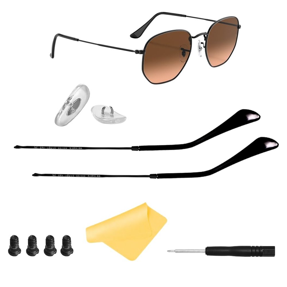 HiCycle2 Replacement Temple Arm,Temple Tips for RB3447 RB3547N RB3548N RB3647N Sunglasses,with 4 Screws,1 Screwdriver. (black temples&black tips&black screws)