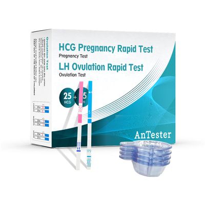 55 Ovulation Test Strips and 25 Pregnancy Test Strips 10mIU/mL Combo Kit for Women-with 70 Urine Cups (55 LH + 25 HCG)