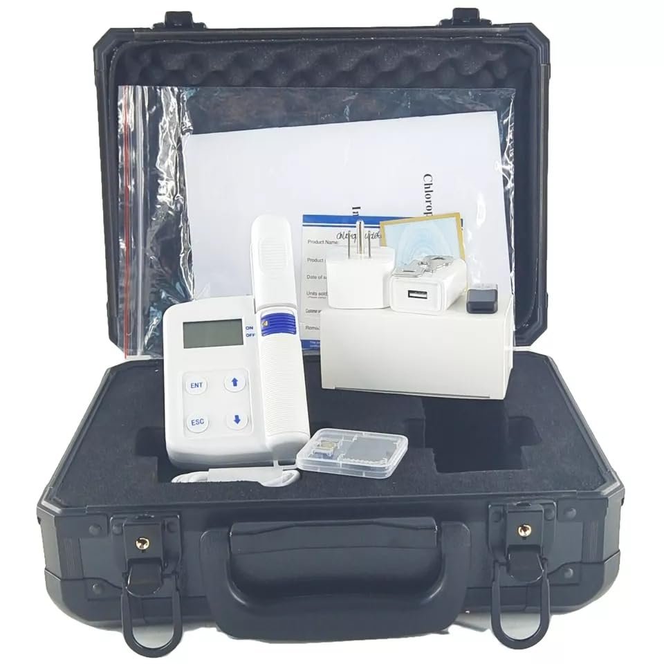 QIUSUO Digital Chlorophyll Content Meter with Chlorophyll Range 0.099.9SPAD Nitrogen 0.099.9mg/g for Nitrogen Chlorophyll Leaf Temperature Leaf Humidity