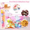 Cherodada 4x6, 5x7, 3x12 Inch Iridescent Cellophane Bags, with Twist Ties, Treat Bags for Candy Cookie Goodie Chocolates, And Popcorn view 2