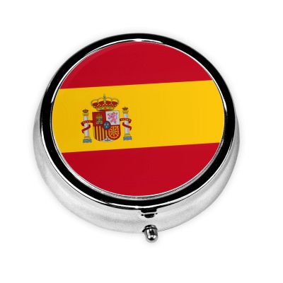 Spanish Flag Weekly Pill Organizer - Square Travel Pill Box with Multiple Compartments, Ideal for Vitamins, Supplements, and Cod Liver Oil Storage.