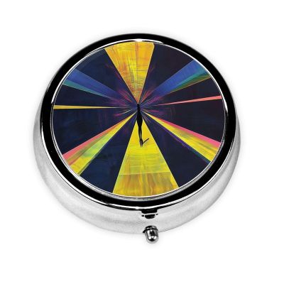 Futurist Painting Weekly Pill Organizer - Square Travel Pill Box with Multiple Compartments, Ideal for Vitamins, Supplements, and Cod Liver Oil Storage.
