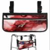 Ombre Red Wheelchair Bag with Cup Holder Walker Bag Reflective Stripes for Seniors Wheel Chair Accessories for Adults Abstract Gradient Geometric Marble Textured Wheelchair Side Bag for Rollator view 1