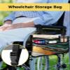 Ombre Orange Green Wheelchair Bag with Cup Holder Walker Bag Reflective Stripes for Seniors Wheel Chair Accessories for Adults Abstract Marble Geometric Texture Wheelchair Side Bag for Rollator view 2