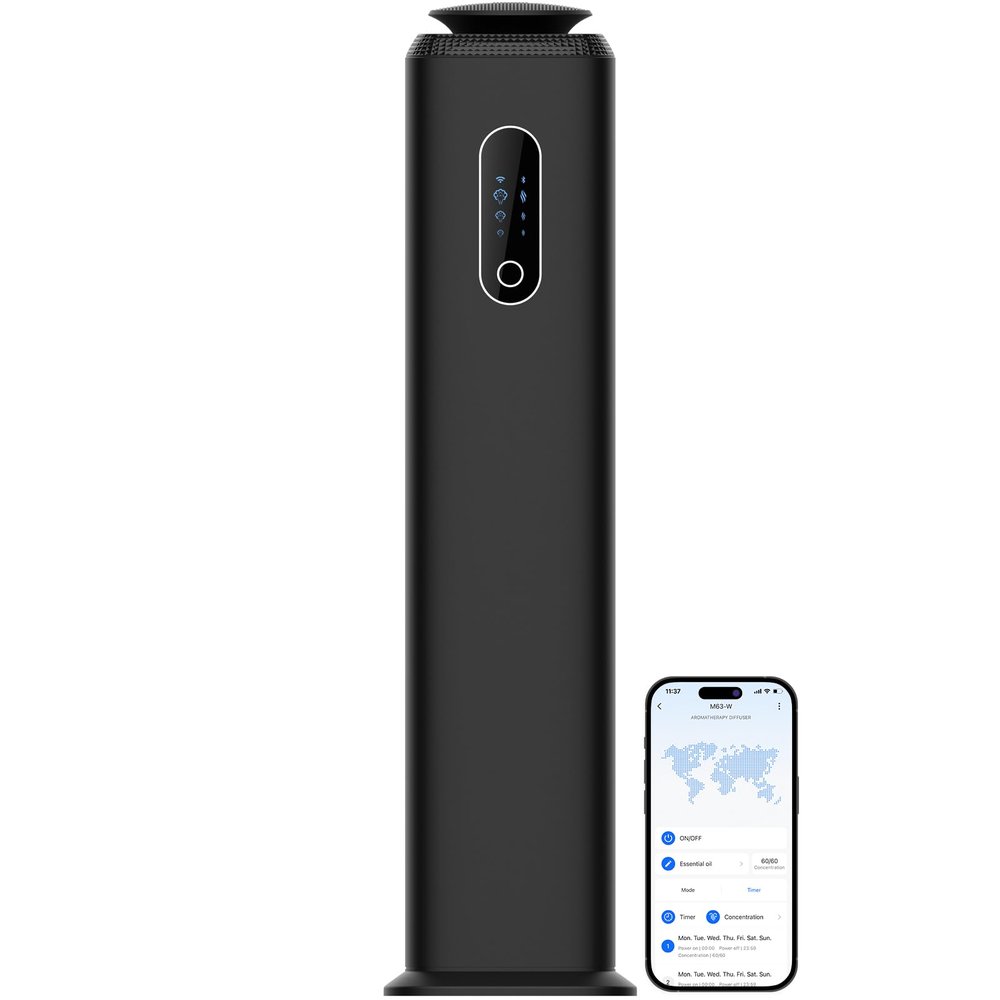 1000ML- Tower Hotel Scent Diffuser with WiFi App Control for Whole House - Commercial Diffuser Machine Cover 10000 Sq Ft - Scent Air Machine & Waterless Essential Oil Diffuser for Large Room - Black