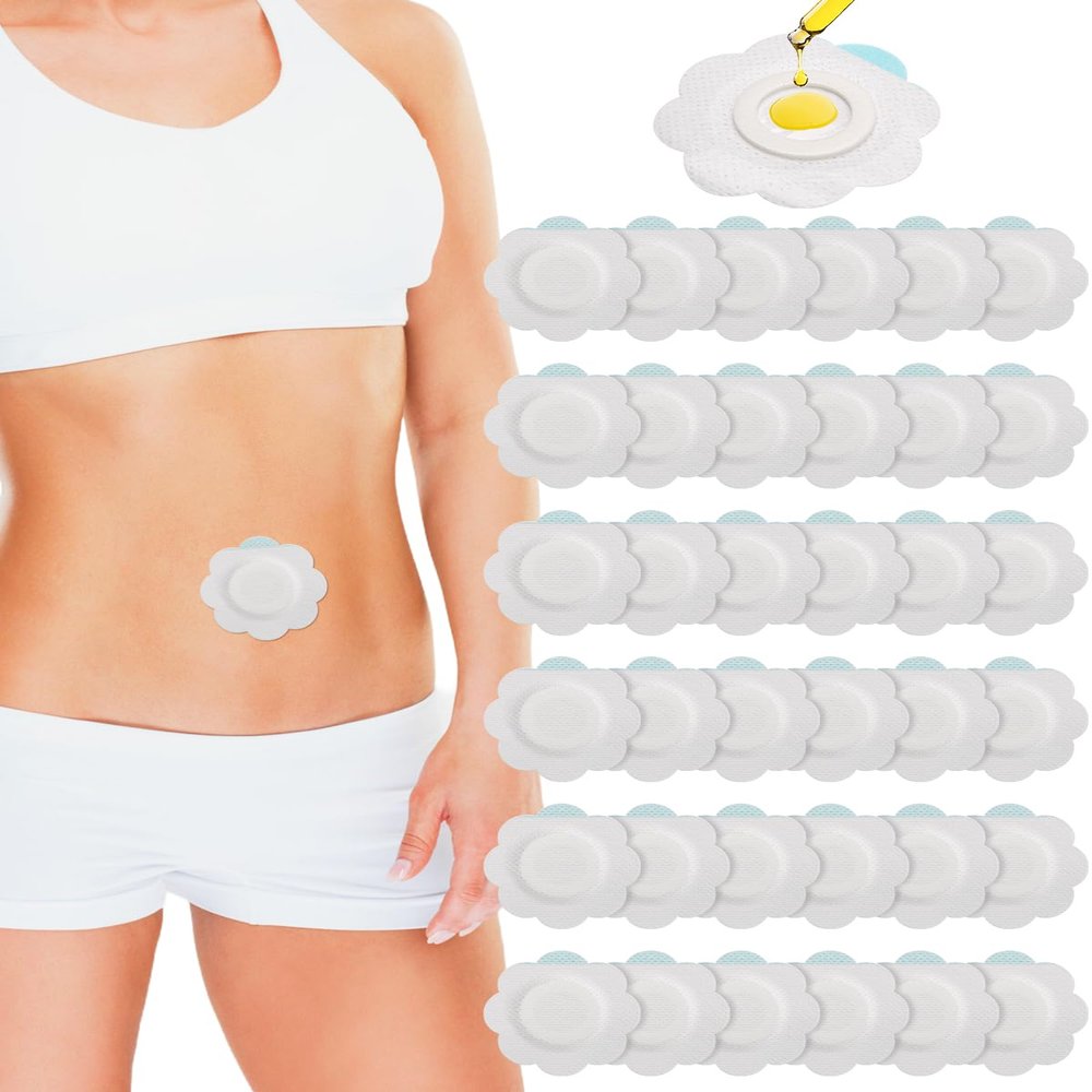 36 Pcs Disposable Castor Oil Packs Belly Button Cover Patches Self-Adhesive Castor Oil Wraps, Spunlace Cloth Highly Absorbent Organic Belly Button Cover Compress Patch, Flower Shape