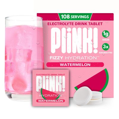 Plink! Fizzy Electrolyte Tablets for Adults & Kids Watermelon, 108ct Daily Hydration with Electrolytes Low Sugar, Vegan, Keto Friendly, Non-GMO
