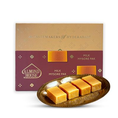 Almond House Milk Mysore Pak Made with Pure Desi Ghee Indian Sweets No Artificial Flavor & No Added Colours Authentic South Indian Sweet Perfect for Gifting 225 gm