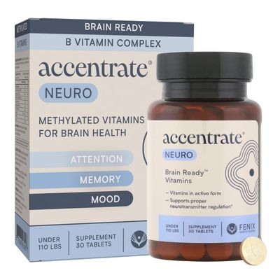Accentrate Brain Supplement for Focus, Attention, Mood | Complete Vitamin B Complex | Brain Health | Methylated Multivitamin w/L-Methylfolate (5-MTHF), Cofactors Methyl-B12 & P5P | MTHFR Supplement