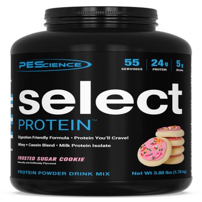 PEScience Select Protein Powder, Whey and Casein Blend, Lean Protein Powder for Women and Men, Low Calorie, Low Carb, Keto Friendly, Gluten Free, Frosted Sugar Cookie - 55 Servings
